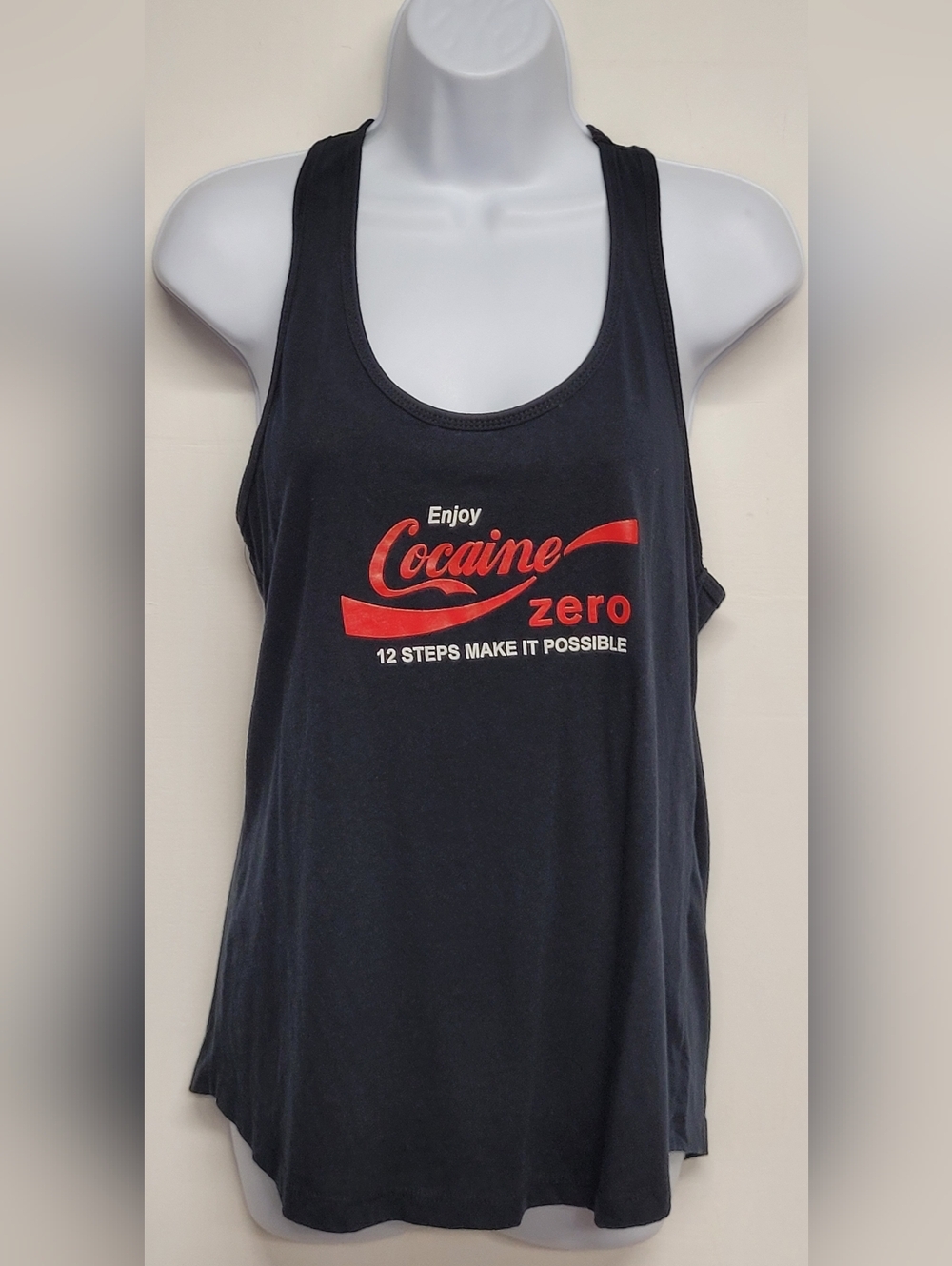 Ideal Next Level XL Drug Awareness 12 Steps Racerback Tank Top Black Red